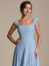 Load image into Gallery viewer, Color=Ice Blue | Strapless Square Neck Midi Wedding Guest Dress-Ice Blue 5