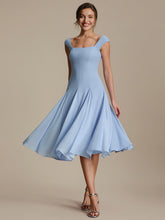 Load image into Gallery viewer, Color=Ice Blue | Strapless Square Neck Midi Wedding Guest Dress-Ice Blue 1