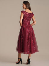 Load image into Gallery viewer, Color=Burgundy | Factory Design Sleeveless V-Neck Sequin A-Line Midi Wedding Guest Dresses-Burgundy 2