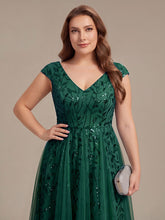 Load image into Gallery viewer, Color=Dark Green | Factory Design Sleeveless V-Neck Sequin A-Line Midi Wedding Guest Dresses-Dark Green 18