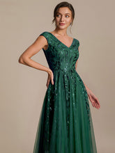 Load image into Gallery viewer, Color=Dark Green | Factory Design Sleeveless V-Neck Sequin A-Line Midi Wedding Guest Dresses-Dark Green 13
