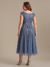 Load image into Gallery viewer, Color=Dusty Blue | Factory Design Sleeveless V-Neck Sequin A-Line Midi Wedding Guest Dresses-Dusty Blue 27