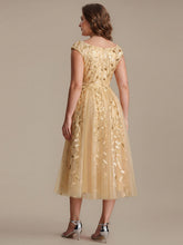 Load image into Gallery viewer, Color=Gold | Factory Design Sleeveless V-Neck Sequin A-Line Midi Wedding Guest Dresses-Gold 37