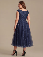 Load image into Gallery viewer, Color=Navy Blue | Factory Design Sleeveless V-Neck Sequin A-Line Midi Wedding Guest Dresses-Navy Blue 47