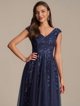 Load image into Gallery viewer, Color=Navy Blue | Factory Design Sleeveless V-Neck Sequin A-Line Midi Wedding Guest Dresses-Navy Blue 43