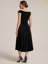 Load image into Gallery viewer, Black | Commercial Wholesale Plus Size Sleeveless Velvet V-Neck Sequin A-Line Wedding Guest Dresses-Black