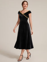 Load image into Gallery viewer, Black | Commercial Wholesale Plus Size Sleeveless Velvet V-Neck Sequin A-Line Wedding Guest Dresses-Black
