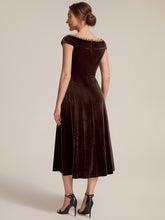 Load image into Gallery viewer, Brown | Commercial Wholesale Plus Size Sleeveless Velvet V-Neck Sequin A-Line Wedding Guest Dresses-Brown