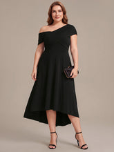 Load image into Gallery viewer, Color=Black | Wholesale Pricing Off-the-Shoulder Sleeveless High Stretch A-Line V-Neck Wedding Guest Dresses-Black 10