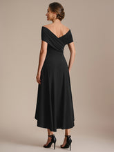 Load image into Gallery viewer, Color=Black | Wholesale Pricing Off-the-Shoulder Sleeveless High Stretch A-Line V-Neck Wedding Guest Dresses-Black 2
