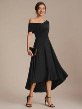 Load image into Gallery viewer, Color=Black | Wholesale Pricing Off-the-Shoulder Sleeveless High Stretch A-Line V-Neck Wedding Guest Dresses-Black 5