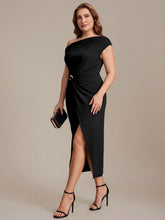 Load image into Gallery viewer, Color=Black | One Stop Shop Short Sleeves Off Shoulder Bodycon High Stretch Midi Wedding Guest Dresses-Black 10