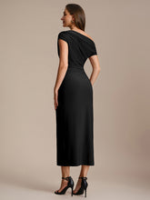 Load image into Gallery viewer, Color=Black | One Stop Shop Short Sleeves Off Shoulder Bodycon High Stretch Midi Wedding Guest Dresses-Black 2