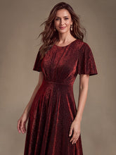 Load image into Gallery viewer, Burgundy | Bulk Order Short Sleeve A-Line Midi Dress with 3D Draping | Wedding Guest Dresses-Burgundy