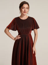Load image into Gallery viewer, Burgundy | Bulk Order Short Sleeve A-Line Midi Dress with 3D Draping | Wedding Guest Dresses-Burgundy