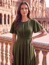 Load image into Gallery viewer, Gold | Bulk Order Short Sleeve A-Line Midi Dress with 3D Draping | Wedding Guest Dresses-Gold