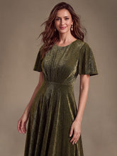 Load image into Gallery viewer, Gold | Bulk Order Short Sleeve A-Line Midi Dress with 3D Draping | Wedding Guest Dresses-Gold