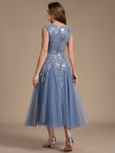 Load image into Gallery viewer, Dusty Blue | Beading Sequins Sleeveless Midi Wedding Guest Dress-Dusty Blue