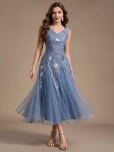Load image into Gallery viewer, Dusty Blue | Beading Sequins Sleeveless Midi Wedding Guest Dress-Dusty Blue