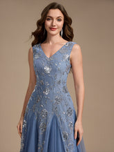 Load image into Gallery viewer, Dusty Blue | Beading Sequins Sleeveless Midi Wedding Guest Dress-Dusty Blue