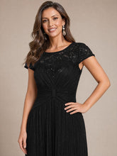 Load image into Gallery viewer, Black | Cap Sleeve Lace A-line Midi Wholesale Wedding Guest Dresses-Black