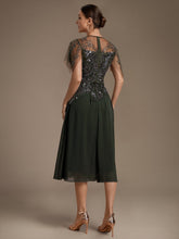 Load image into Gallery viewer, Olive Green | Wholesale Plus Size Short Ruffle-Sleeve Tulle A-Line Round-Neck Wedding Guest Dresses-Olive Green