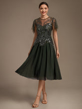 Load image into Gallery viewer, Olive Green | Wholesale Plus Size Short Ruffle-Sleeve Tulle A-Line Round-Neck Wedding Guest Dresses-Olive Green