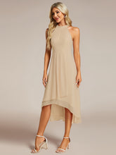 Load image into Gallery viewer, Elegant Halter Neckline Asymmetric Midi Lining Length  fold stream Empire Waist Chiffon Dresses