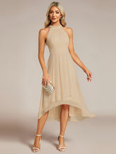 Load image into Gallery viewer, Elegant Halter Neckline Asymmetric Midi Lining Length  fold stream Empire Waist Chiffon Dresses