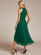 Load image into Gallery viewer, Color=Dark Green | Elegant Halter Neckline Asymmetric Midi Lining Length  fold stream Empire Waist Chiffon Dresses-Dark Green 12