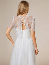 Load image into Gallery viewer, Lace Round Neck Two Piece Suit Wholesale Wedding Dress With Short Sleeves