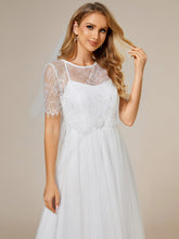 Load image into Gallery viewer, Lace Round Neck Two Piece Suit Wholesale Wedding Dress With Short Sleeves