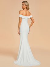 Load image into Gallery viewer, Color=White | Maxi Long Side Split Wholesale Wedding Dresses With Off Shoulder-White 2