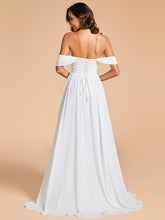 Load image into Gallery viewer, Color=White | Off Shoulder Chiffon Wholesale Wedding Dressees With Half Sleeves-White 5