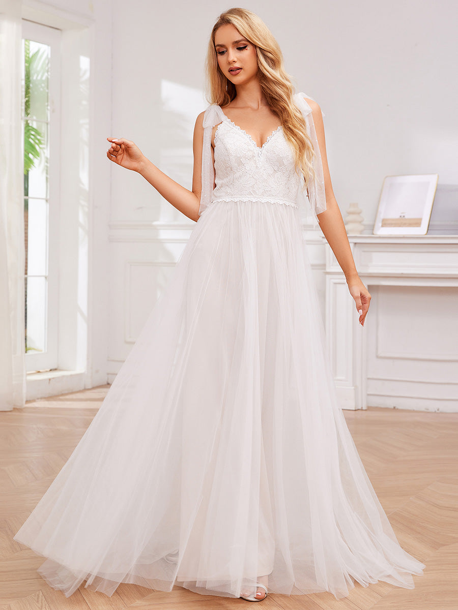 Exquisite Deep V Neck Sleeveless Lace Tulle Empire Waist Wedding Dress Efashiongirl Wholesale Exquisite Deep V Neck Sleeveless Lace Tulle Empire Waist Wedding Dress Efashiongirl Wholesale