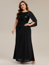 Load image into Gallery viewer, Color=Black | Factory Design Half Sleeve Gathered Cowl Neck A-Line Maxi Dress | Mother of the Bride Dresses-Black 9