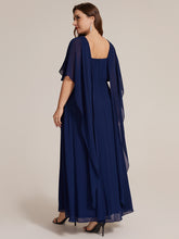 Load image into Gallery viewer, Color=Navy Blue | Chiffon Cape Sleeve A-Line Mother of the Bride Dress | Mother of the Bride Dresses-Navy Blue 7