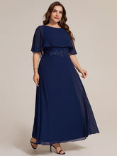 Load image into Gallery viewer, Color=Navy Blue | Chiffon Cape Sleeve A-Line Mother of the Bride Dress | Mother of the Bride Dresses-Navy Blue 9