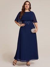 Load image into Gallery viewer, Color=Navy Blue | Chiffon Cape Sleeve A-Line Mother of the Bride Dress | Mother of the Bride Dresses-Navy Blue 10