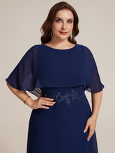 Load image into Gallery viewer, Color=Navy Blue | Chiffon Cape Sleeve A-Line Mother of the Bride Dress | Mother of the Bride Dresses-Navy Blue 8