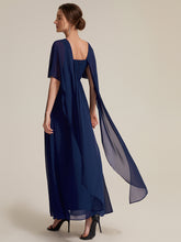 Load image into Gallery viewer, Color=Navy Blue | Chiffon Cape Sleeve A-Line Mother of the Bride Dress | Mother of the Bride Dresses-Navy Blue 2