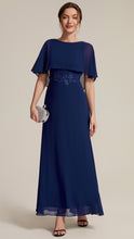 Load image into Gallery viewer, Color=Navy Blue | Chiffon Cape Sleeve A-Line Mother of the Bride Dress | Mother of the Bride Dresses-Navy Blue 5