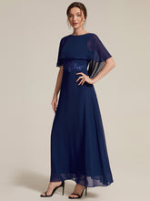 Load image into Gallery viewer, Color=Navy Blue | Chiffon Cape Sleeve A-Line Mother of the Bride Dress | Mother of the Bride Dresses 6