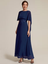 Load image into Gallery viewer, Color=Navy Blue | Chiffon Cape Sleeve A-Line Mother of the Bride Dress | Mother of the Bride Dresses-Navy Blue 1