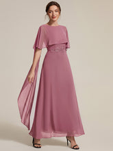 Load image into Gallery viewer, Color=Purple Orchid | Chiffon Cape Sleeve A-Line Mother of the Bride Dress | Mother of the Bride Dresses 3