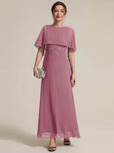 Load image into Gallery viewer, Color=Purple Orchid | Chiffon Cape Sleeve A-Line Mother of the Bride Dress | Mother of the Bride Dresses 4
