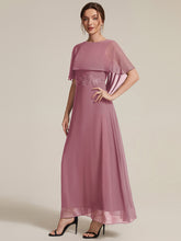 Load image into Gallery viewer, Color=Purple Orchid | Chiffon Cape Sleeve A-Line Mother of the Bride Dress | Mother of the Bride Dresses 6