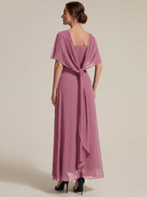 Load image into Gallery viewer, Color=Purple Orchid | Chiffon Cape Sleeve A-Line Mother of the Bride Dress | Mother of the Bride Dresses 7