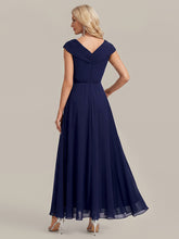 Load image into Gallery viewer, Navy Blue | B2B-Exclusive Plus Size Deep V-Neck Cap Sleeve Chiffon A-Line Mother of the Bride Dresses-Navy Blue