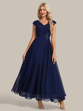 Load image into Gallery viewer, Navy Blue | B2B-Exclusive Plus Size Deep V-Neck Cap Sleeve Chiffon A-Line Mother of the Bride Dresses-Navy Blue